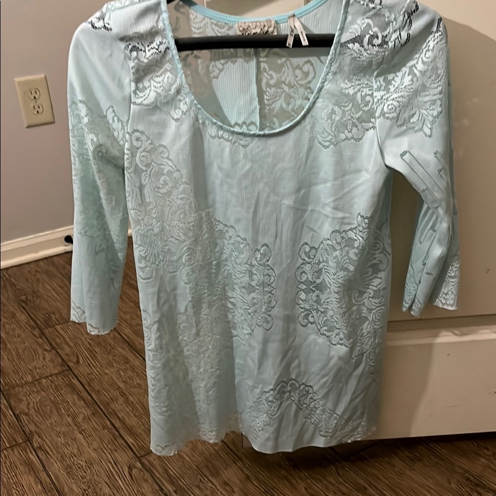 Elegant Lace Women's Top in Light Blue